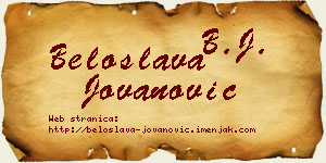 Beloslava Jovanović vizit kartica